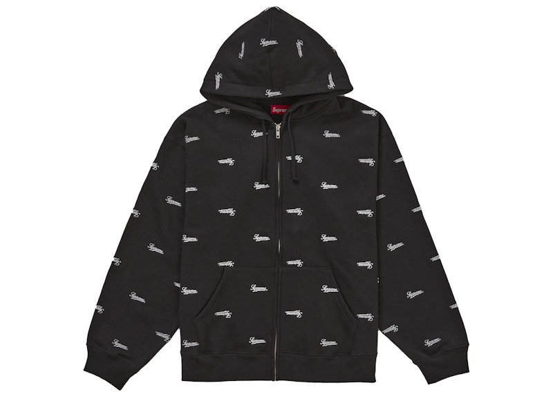 Supreme Repeat Script Zip Up Hooded Sweatshirt Black