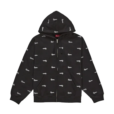 Supreme Repeat Script Zip Up Hooded Sweatshirt Black