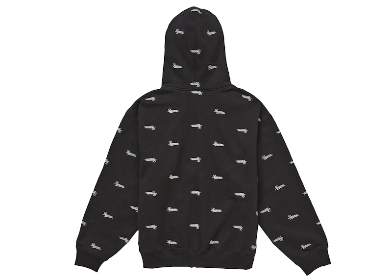 Supreme Repeat Script Zip Up Hooded Sweatshirt Black 圖 2
