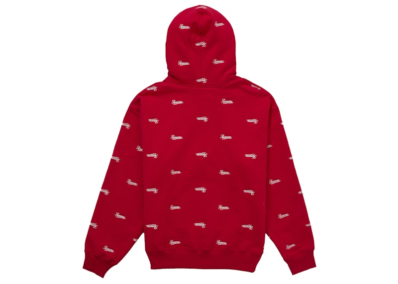 Supreme Repeat Script Zip Up Hooded Sweatshirt Red 圖 2
