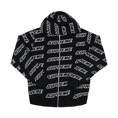 Supreme Repeat Zip Up Hooded Sweatshirt Black