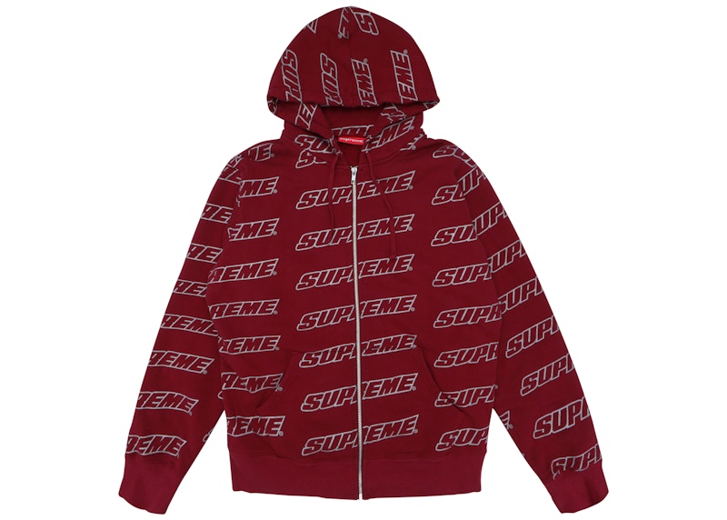 Supreme Repeat Zip Up Hooded Sweatshirt Cardinal