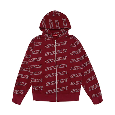 Supreme Repeat Zip Up Hooded Sweatshirt Cardinal