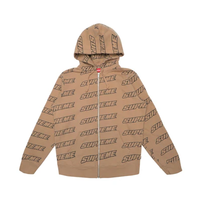 Supreme Repeat Zip Up Hooded Sweatshirt Light Brown