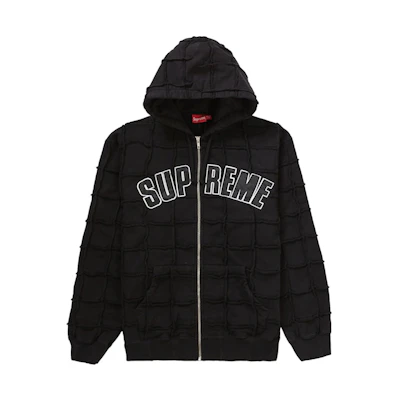 Supreme Reverse Patchwork Zip Up Hooded Sweatshirt Black