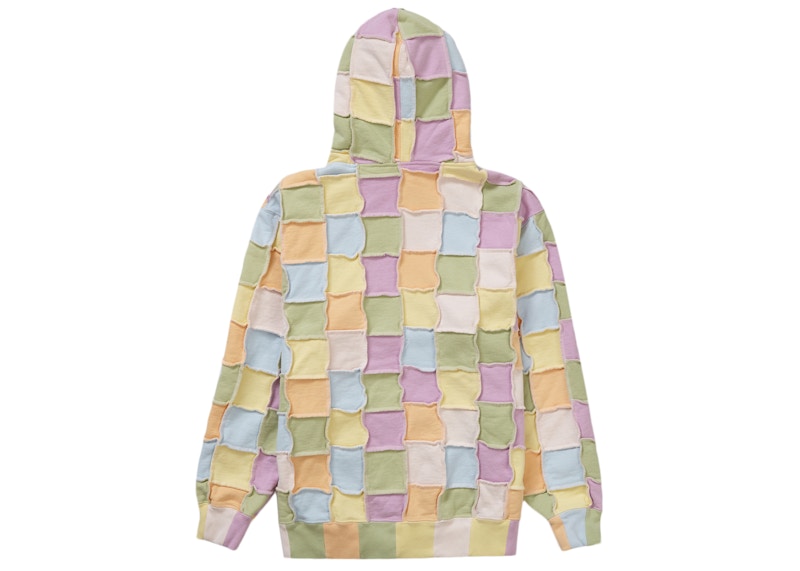 Order Supreme Reverse Patchwork Zip Up Hooded Sweatshirt Multicolor