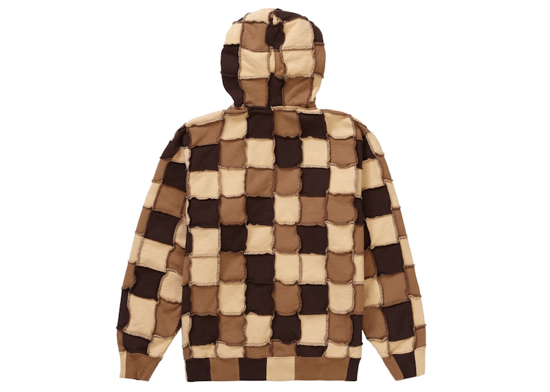 Supreme Reverse Patchwork Zip Up Hooded Sweatshirt Brown 圖 2