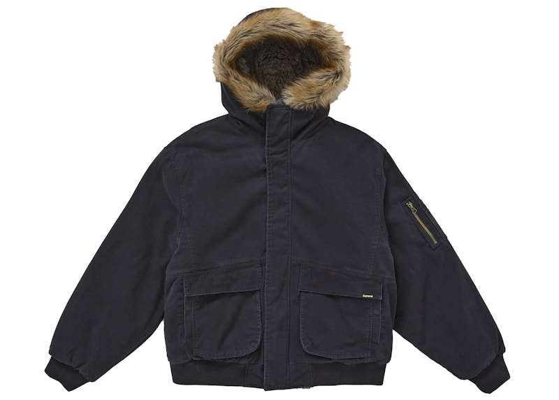 Supreme Reversible Faux Fur Hooded Work Jacket Black