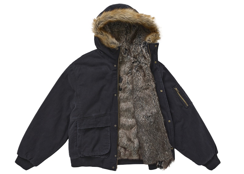 Supreme Reversible Faux Fur Hooded Work Jacket Black 圖 2