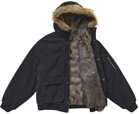 Supreme Reversible Faux Fur Hooded Work Jacket Black Order Supreme Reversible Faux Fur Hooded Work Jacket Black