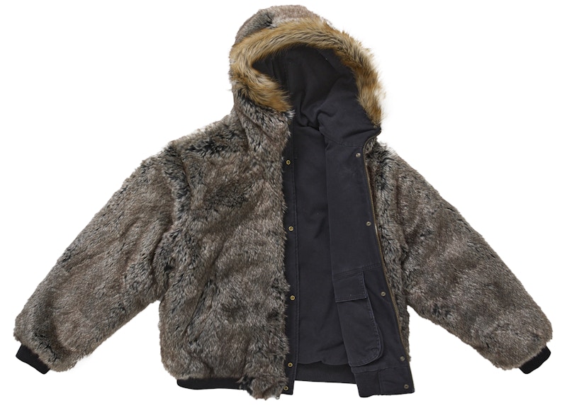 Supreme Reversible Faux Fur Hooded Work Jacket Black 圖 4