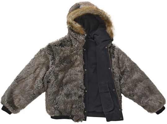 Supreme Reversible Faux Fur Hooded Work Jacket Black Shop Supreme Reversible Faux Fur Hooded Work Jacket Black