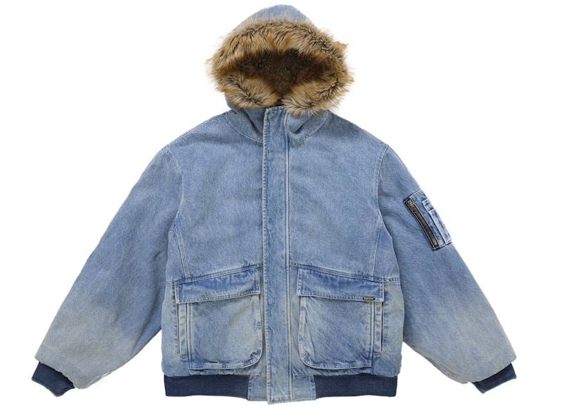Supreme Reversible Faux Fur Hooded Work Jacket Blue