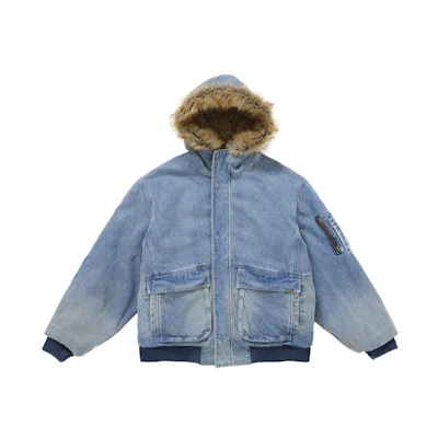 Supreme Reversible Faux Fur Hooded Work Jacket Blue