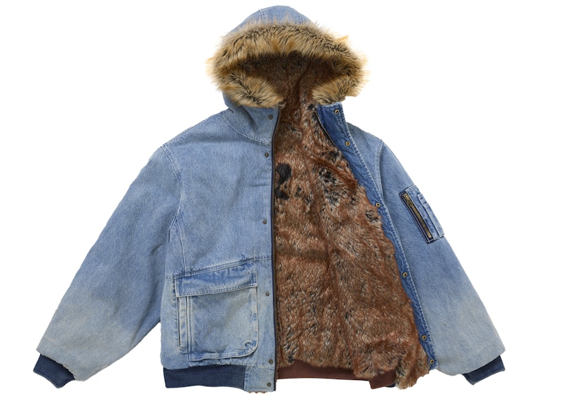 Supreme Reversible Faux Fur Hooded Work Jacket Blue 圖 2