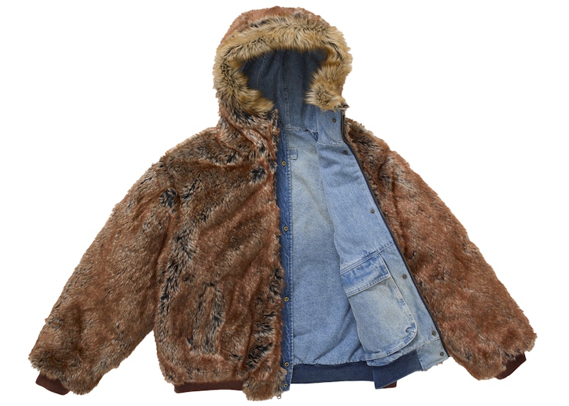 Supreme Reversible Faux Fur Hooded Work Jacket Blue 圖 5