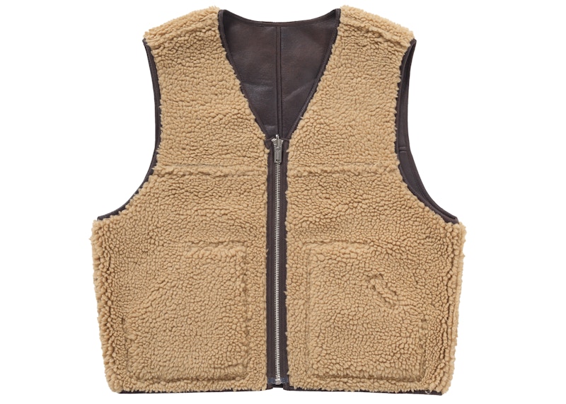 Lookbook シュプリーム リバーシブル フェイク シアリング ワークベスト ブラウン