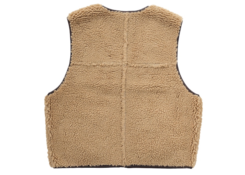 Shop シュプリーム リバーシブル フェイク シアリング ワークベスト ブラウン