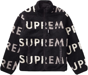 Chaqueta Negra de Lana Reversible con Logo Supreme Buy Chaqueta Negra de Lana Reversible con Logo Supreme
