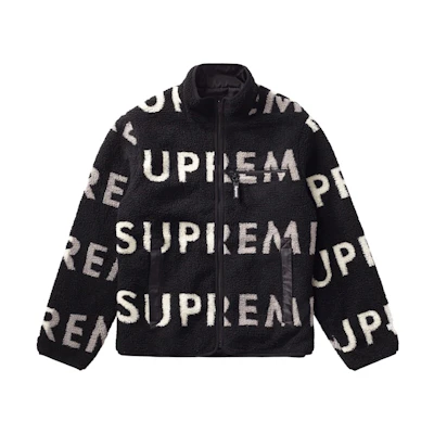 Supreme Reversible Logo Fleece Jacket Black