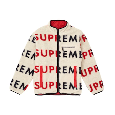 Supreme Reversible Logo Fleece Jacket Natural
