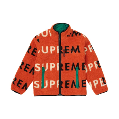 Supreme Reversible Logo Fleece Jacket Orange