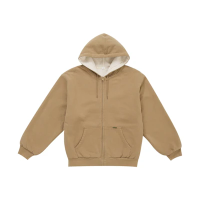Supreme Reversible Work Zip Up Hooded Sweatshirt Brown