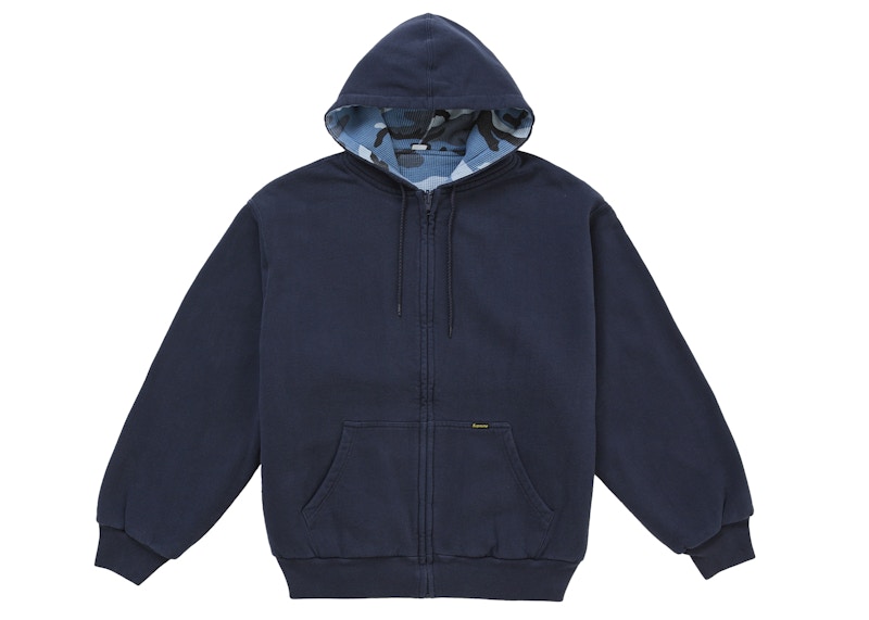 Supreme Reversible Work Zip Up Hooded Sweatshirt Navy