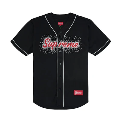 Supreme Rhinestone Baseball Jersey Black