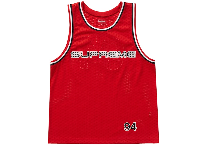 Buy Supreme Rhinestone Jersi Bola Keranjang Merah
