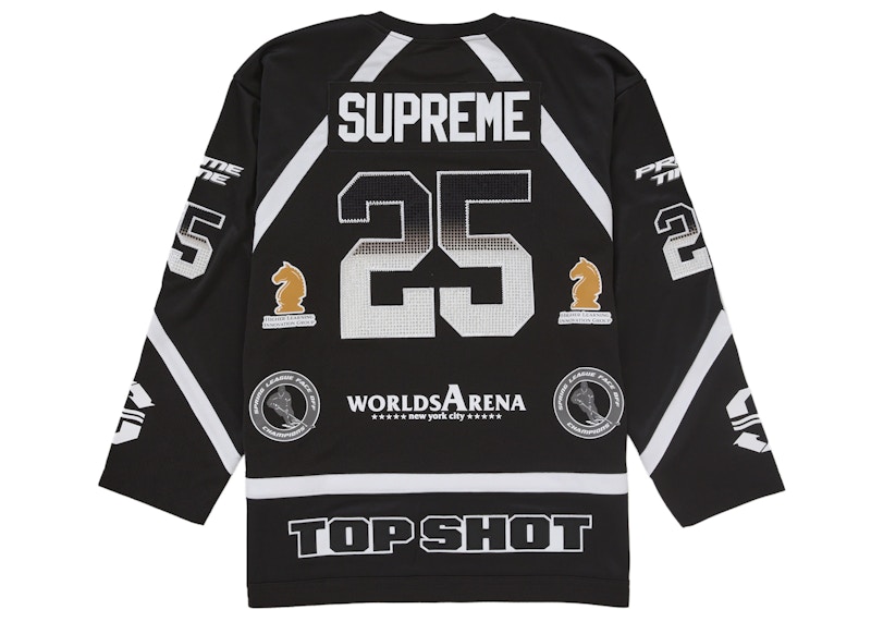 Order 슈프림 라인스톤 하키 저지 블랙