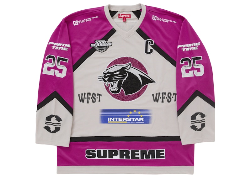 Supreme Rhinestone Hockey Jersey Light Grey