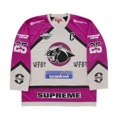 Supreme Rhinestone Hockey Jersey Light Grey