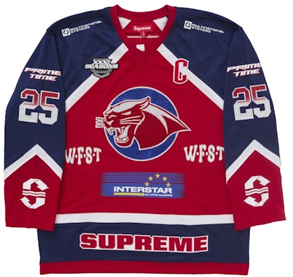 Supreme Rhinestone Hockey Jersey Red Buy Supreme Rhinestone Hockey Jersey Red