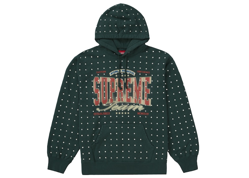 Supreme Rhinestone Hooded Sweatshirt Dark Green (FW21)