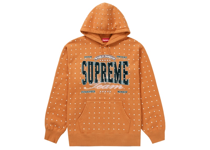 Buy Supreme Rhinestone Hooded Sweatshirt Light Mustard (FW21 