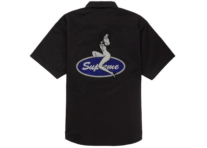 Supreme Rhinestone Pin Up S/S Work Shirt Black