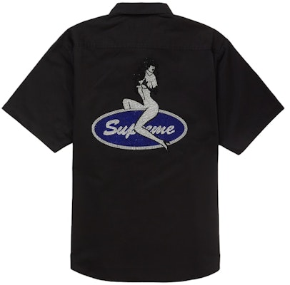 슈프림 라인스톤 핀업 반팔 워크 셔츠 블랙 Buy 슈프림 라인스톤 핀업 반팔 워크 셔츠 블랙