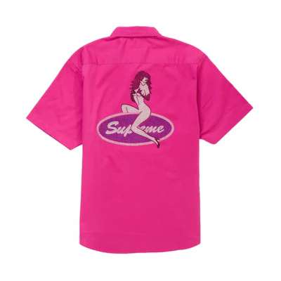 Supreme Rhinestone Pin Up S/S Work Shirt Fuchsia