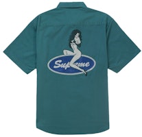 Supreme Rhinestone Pin Up S/S Work Shirt Green Supreme Rhinestone Pin Up S/S Work Shirt Green