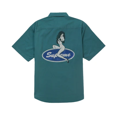Supreme Rhinestone Pin Up S/S Work Shirt Green
