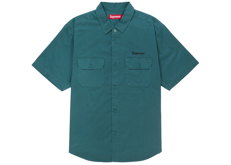 Order 슈프림 라인스톤 핀업 반팔 워크 셔츠 그린