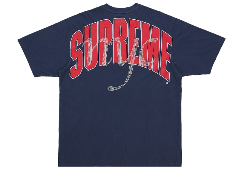 Buy Supreme Rhinestone Script S/S Top Navy