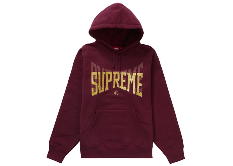 Supreme Rhinestone Shadow Hooded Sweatshirt Burgundy