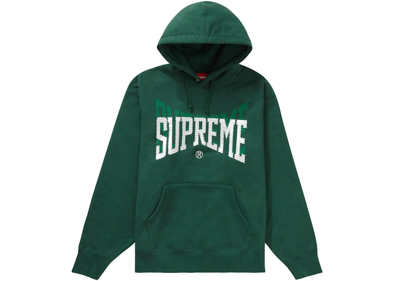 Supreme Rhinestone Shadow Hooded Sweatshirt Dark Green