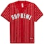 Buy Supreme Rhinestone Stripe Baseball Jersey Red