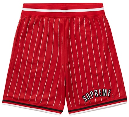 Supreme Rhinestone Stripe Basketball Short Red Buy Supreme Rhinestone Stripe Basketball Short Red