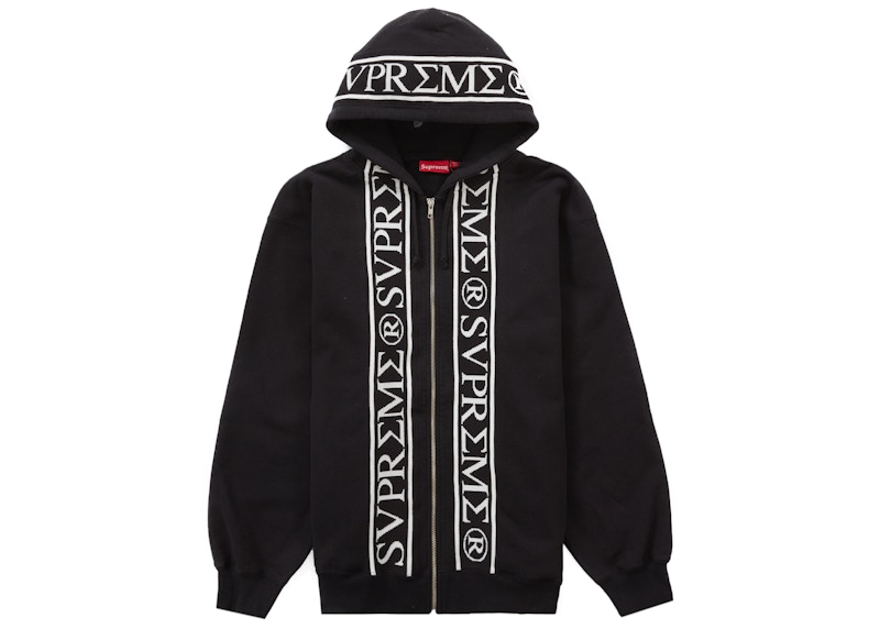 Buy Supreme Roman Zip Up Hooded Sweatshirt Black