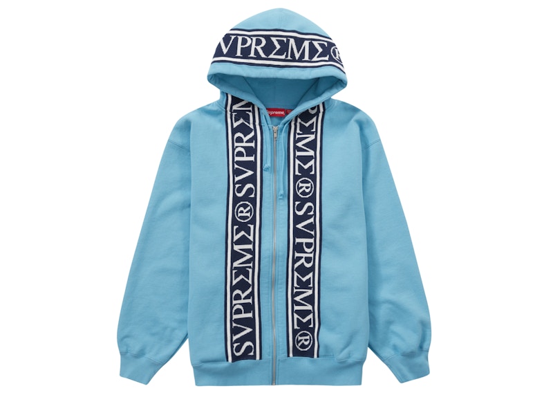 Buy Supreme Roman Zip Up Hooded Sweatshirt Light Blue