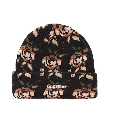 Supreme Rose Jacquard Beanie Black